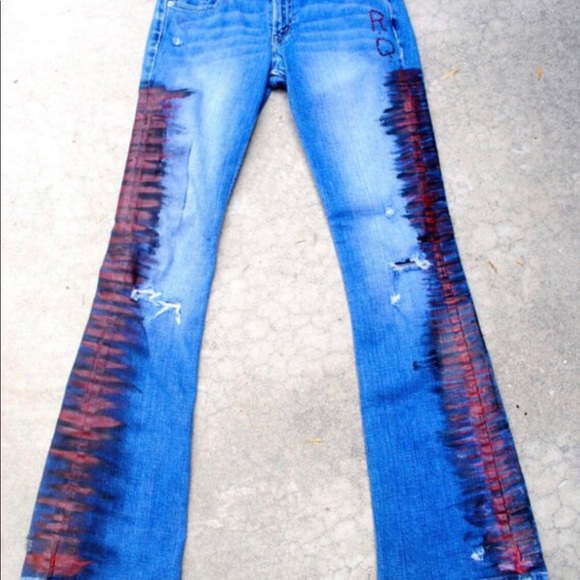 ❌SOLD!❌ Levi’s Jeans custom painted Rock N Roll - Picture 3 of 4